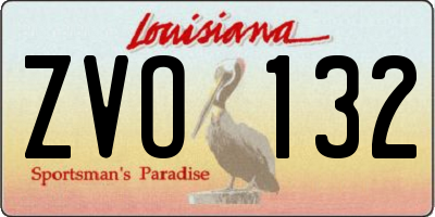 LA license plate ZVO132