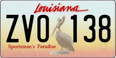 LA license plate ZVO138