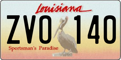 LA license plate ZVO140