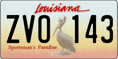 LA license plate ZVO143
