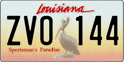 LA license plate ZVO144