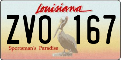 LA license plate ZVO167