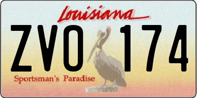 LA license plate ZVO174