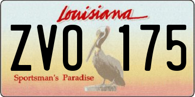 LA license plate ZVO175