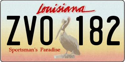 LA license plate ZVO182