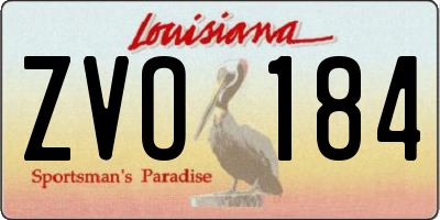 LA license plate ZVO184