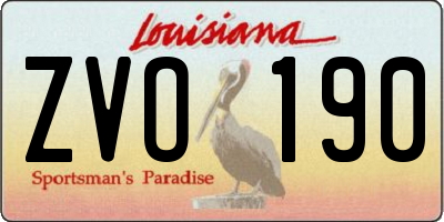 LA license plate ZVO190