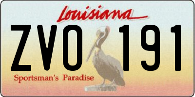 LA license plate ZVO191