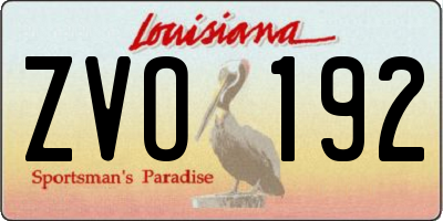 LA license plate ZVO192