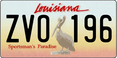 LA license plate ZVO196