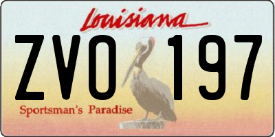 LA license plate ZVO197