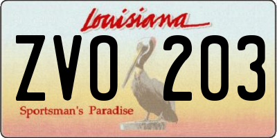 LA license plate ZVO203