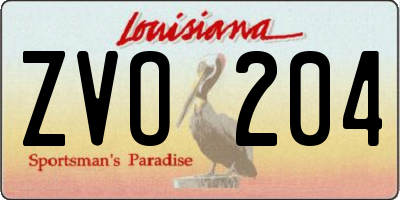 LA license plate ZVO204