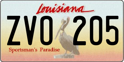 LA license plate ZVO205