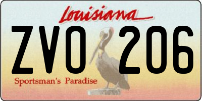 LA license plate ZVO206