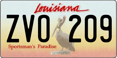 LA license plate ZVO209