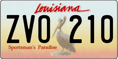 LA license plate ZVO210
