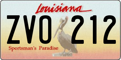 LA license plate ZVO212