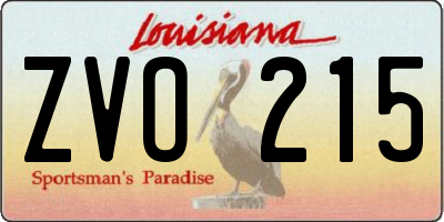 LA license plate ZVO215