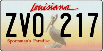 LA license plate ZVO217