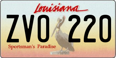 LA license plate ZVO220