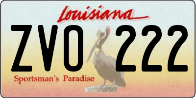 LA license plate ZVO222