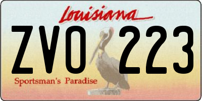 LA license plate ZVO223