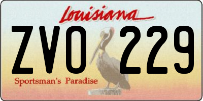 LA license plate ZVO229