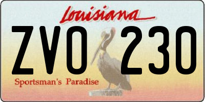 LA license plate ZVO230