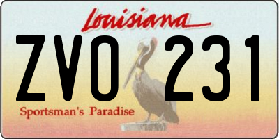 LA license plate ZVO231