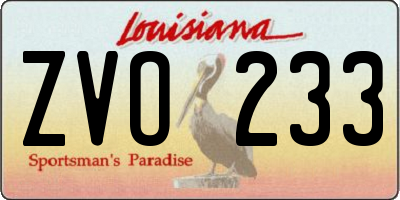 LA license plate ZVO233