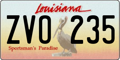LA license plate ZVO235