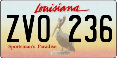 LA license plate ZVO236