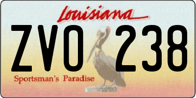 LA license plate ZVO238