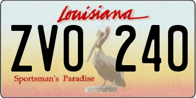 LA license plate ZVO240