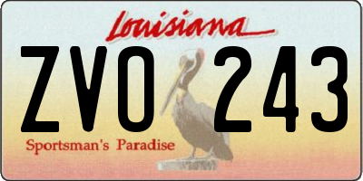 LA license plate ZVO243