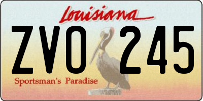 LA license plate ZVO245