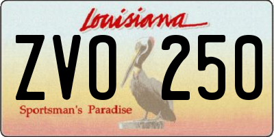 LA license plate ZVO250