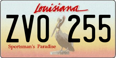 LA license plate ZVO255