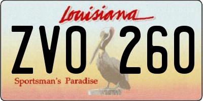 LA license plate ZVO260