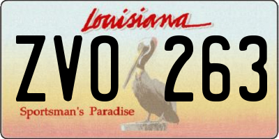 LA license plate ZVO263