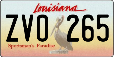 LA license plate ZVO265