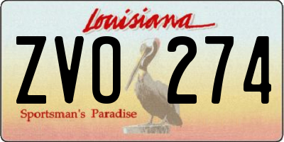 LA license plate ZVO274