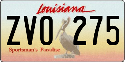 LA license plate ZVO275