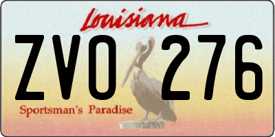 LA license plate ZVO276