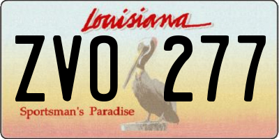 LA license plate ZVO277