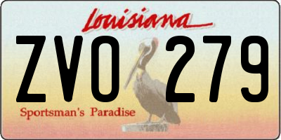 LA license plate ZVO279
