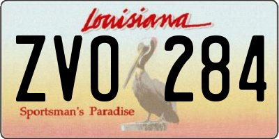 LA license plate ZVO284