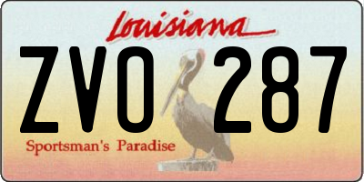 LA license plate ZVO287