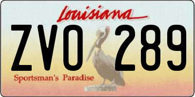 LA license plate ZVO289